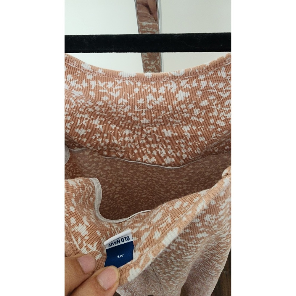 Old Navy Womens XL Cami Mini Dress Rust Orange Floral Ditsy Ribbed Sleeveless - Picture 4 of 7